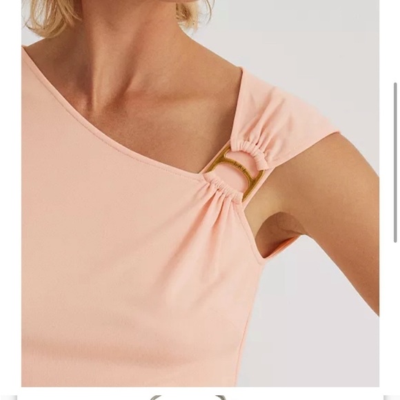Lauren Ralph Lauren Asymmetrical Jersey Dress in Blush Pink - Picture 5 of 12